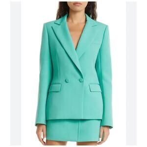 Aknvas Arken Double Breast Blazer Button Size XS Teal Glam Modern Capsule NWOT